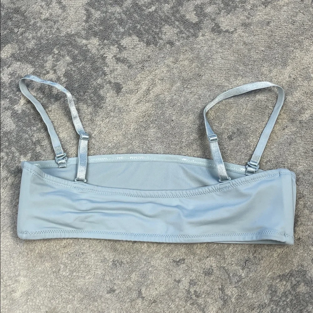 New Skims Micro Bandeau Bikini Top Swim Faded Denim Blue Sz S